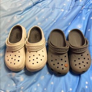 CROCS White and Gray Water Shoes with Perforated Design